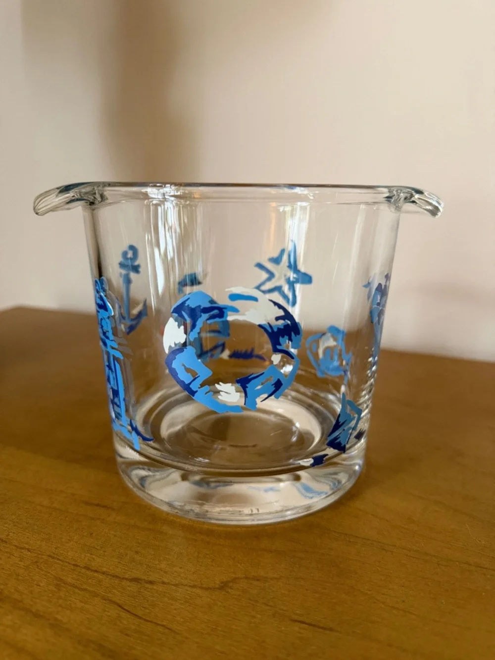 Vintage Luminarc Nautical Glass Ice Bucket.